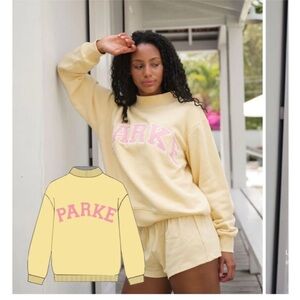 Yellow Sweatshirt with Pink 'PARKE' Lettering